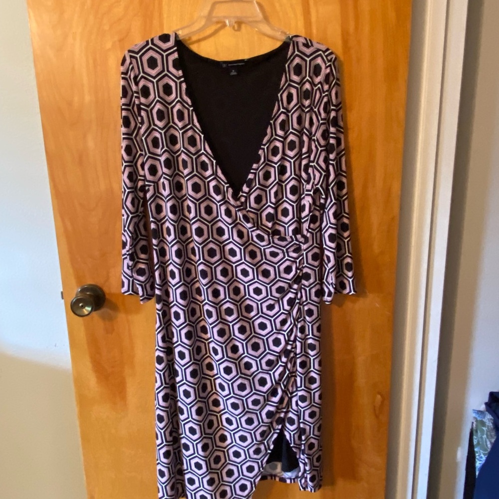 INC Geometric Pattern Wrap Dress
